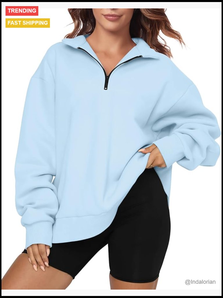Oversized Half Zip Pullover Fleece Sweatshirt Long Sleeve